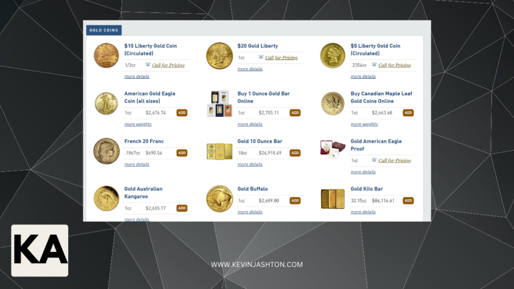 Lear Capital products including gold coins