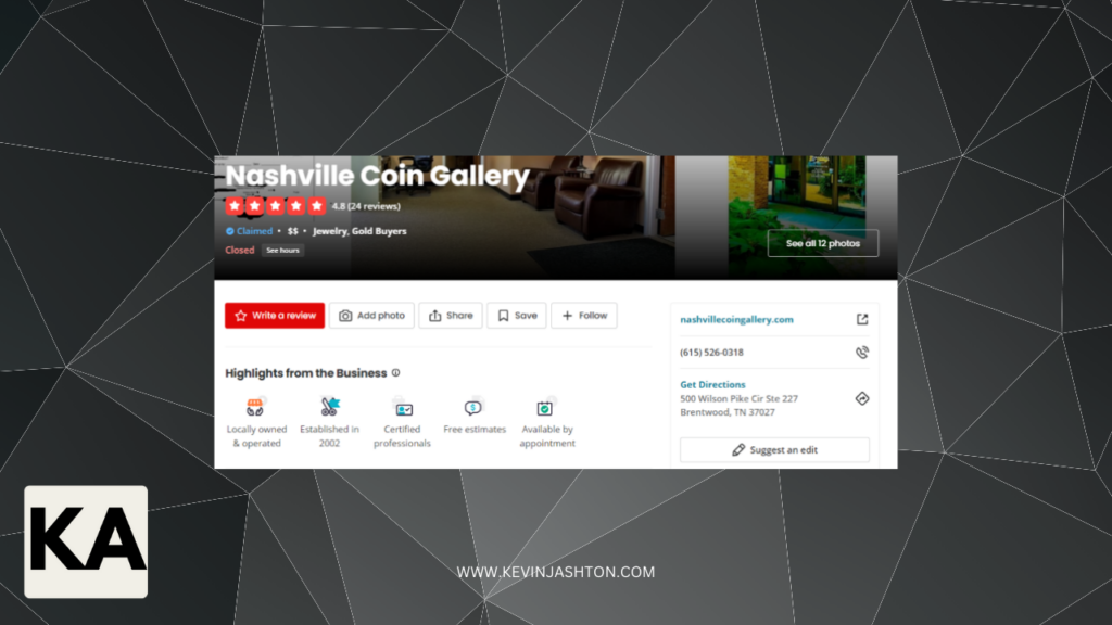 Nashville Coin Gallery reviews on Yelp